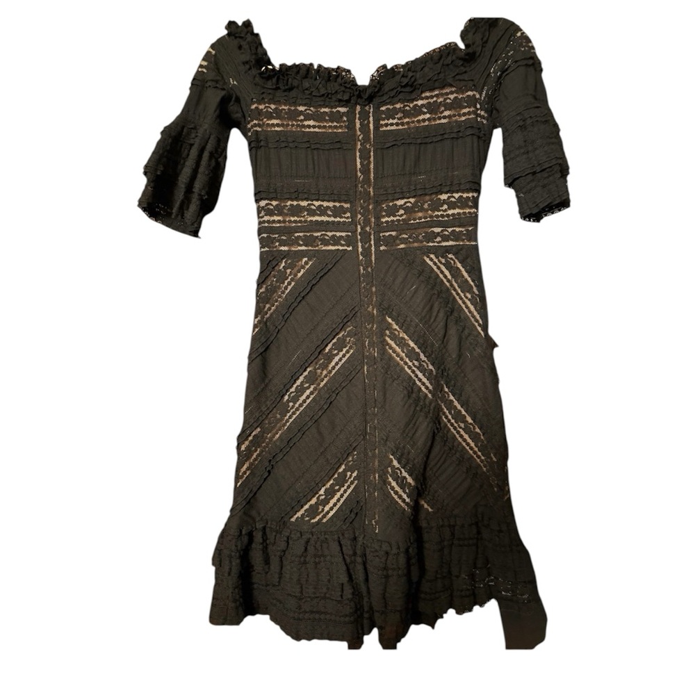 Cinq a Sept Black Strapless lace Ruffle Dress off shoulder S 2 Bloomingdale’s